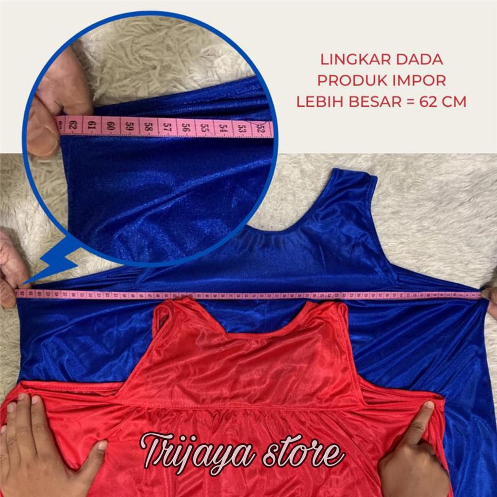 Trijaya . lingerie jumbo satin brukat happy XXL / dress baju tidur wanita sexy bahan satin import