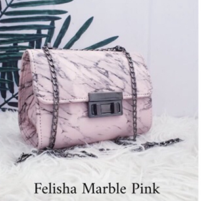 Tas selempang felisha marble pink