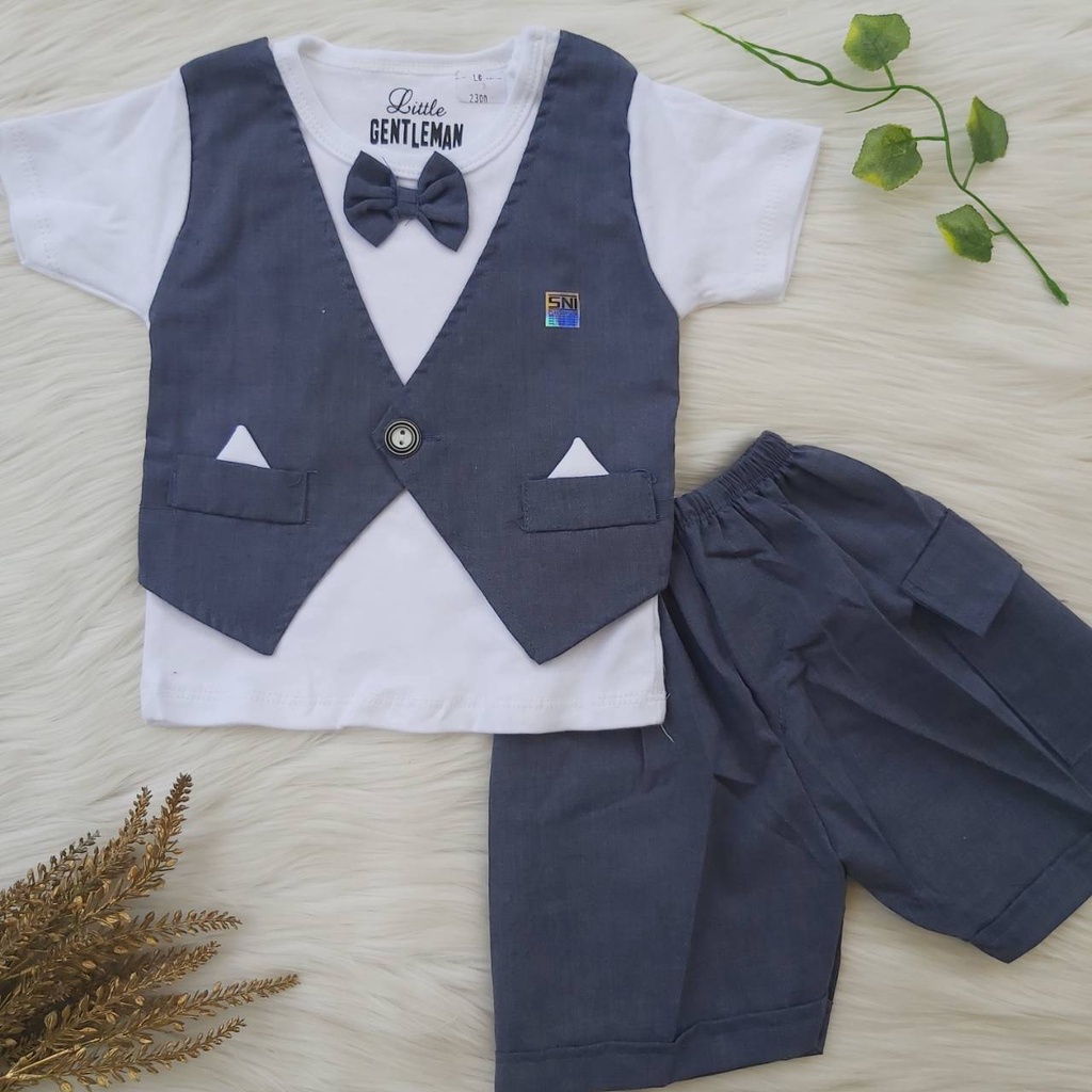 Baju setelan Pesta Kondangan Anak Bayi Cowoo Laki Rompi Katun