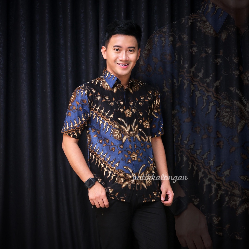 SIZE M L XL XXL XXXL BSWART Batik HRB026 Kenongo Hem Pendek Padi Pekalongan M L XL Batik Pria MURAHL