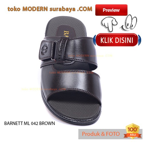 BARNETT ML 042 BROWN sandal casual sopan pria sandal slide flat flipflop