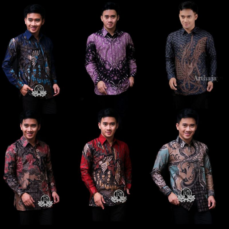 Batik Pria Lengan Panjang Batik Pria BATIK RLJAYA HRB026 motif KERATONAN Kode 002 size M L XL XXL XXXL Kemeja Batik Pria Modern batik azmil pekalongan j