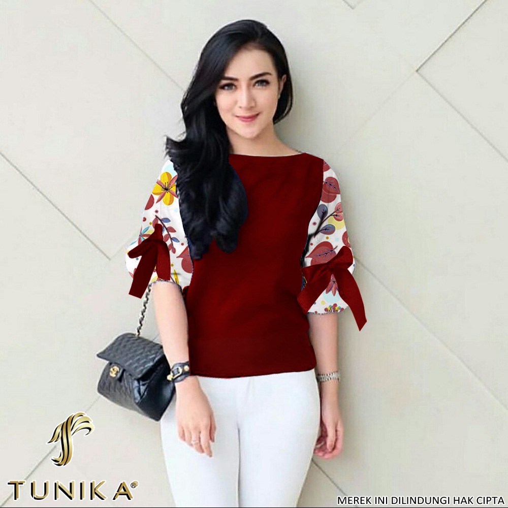 Baju Atasan Wanita - Blouse Jumbo - Baju Blouse Wanita - Bowa 005 - Lexoir-Bowa 005 Maroon