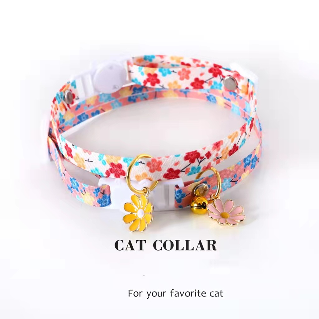 Kerah Kucing Peliharaan Dengan bell adjustable safety buckle anti suffocation Daisy Pendant Untuk Aksesoris Kalung Anak Kucing