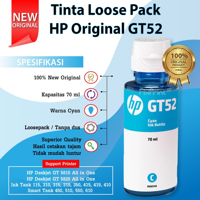 Tinta Printer HP GT51 GT52 GT-51 GT-52 GT 51 52 Refill Inktank 115 315 415 319 419 410 FT5810 GT5820 500 515 610 615 650 720 750