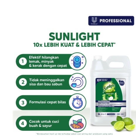 SUNLIGHT Professional Dirigen Dirijen 4.5Liter 4,5 liter 4.5L 4,5 L Lime Jeruk Nipis Sabun Cuci Piring ORIGINAL