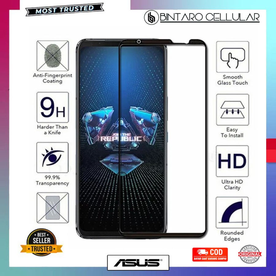 TEMPERED GLASS ROG PHONE 5 FULL COVER SCREEN ANTI GORES KACA