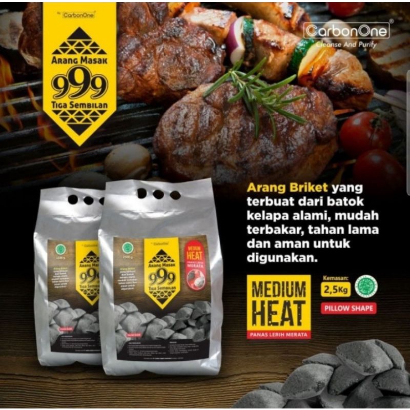 

Arang Masak Hexagonal/Finger/Pillow Shape 999 (Kemasan 2.5 Kg) - Arang Barbeque BBQ Sate
