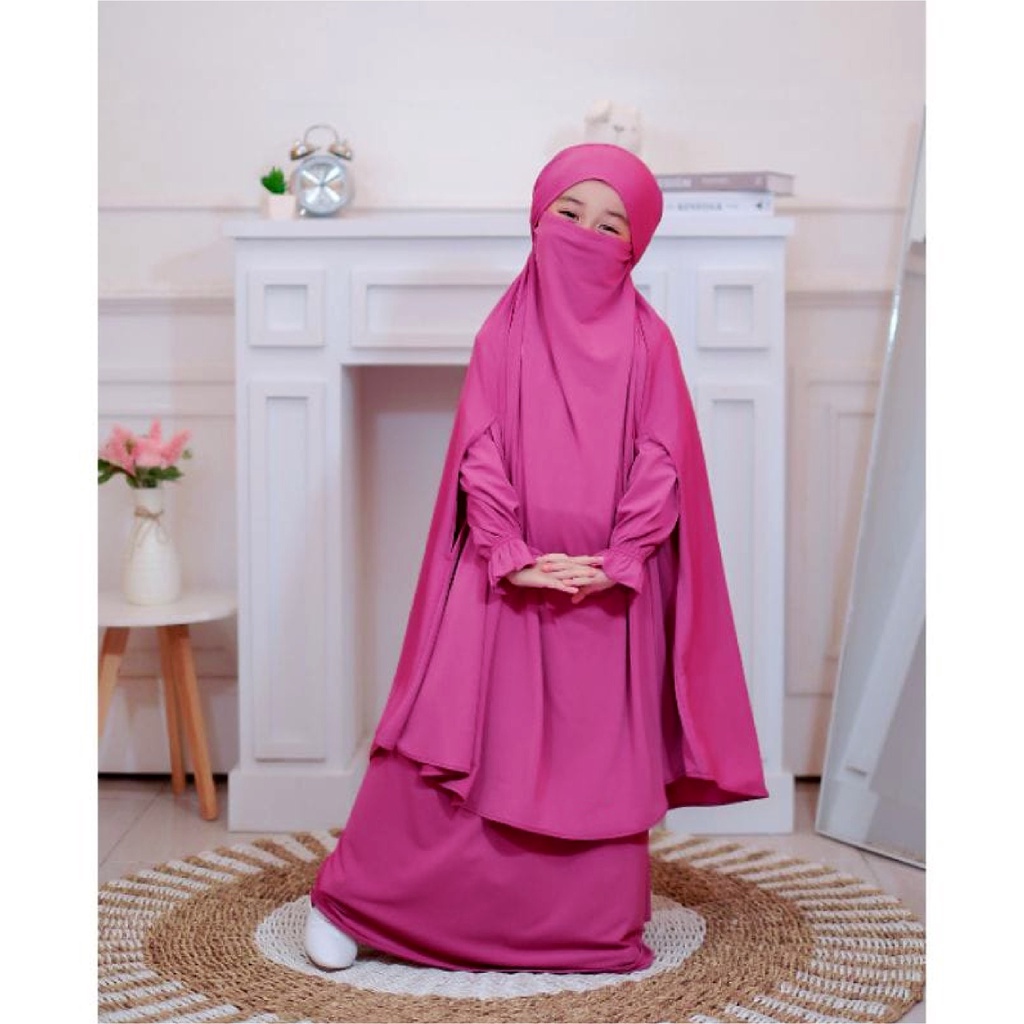 FenishaStore French Khimar Kids Satimah Set / Baju Muslimah Anak / Gamis Anak Sholehah dengan Cadar