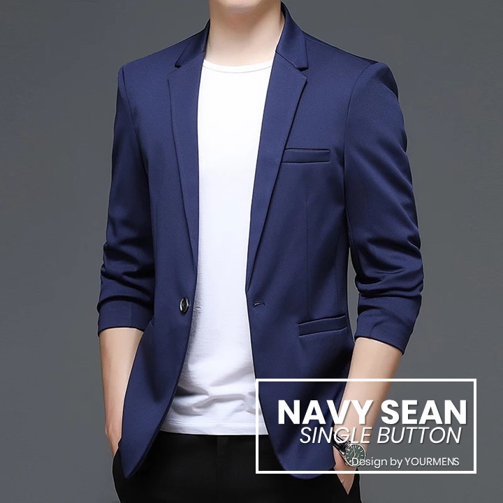 BLAZER PRIA SLIMFIT NAVY SEAN NIKAYU TWIST PREMIUM ORIGINAL (S,M,L,XL) - JAS SEMI FORMAL PRIA WARNA BIRU DONGKER HIGH TWIST PREMIUM ORIGINAL YOURMENS