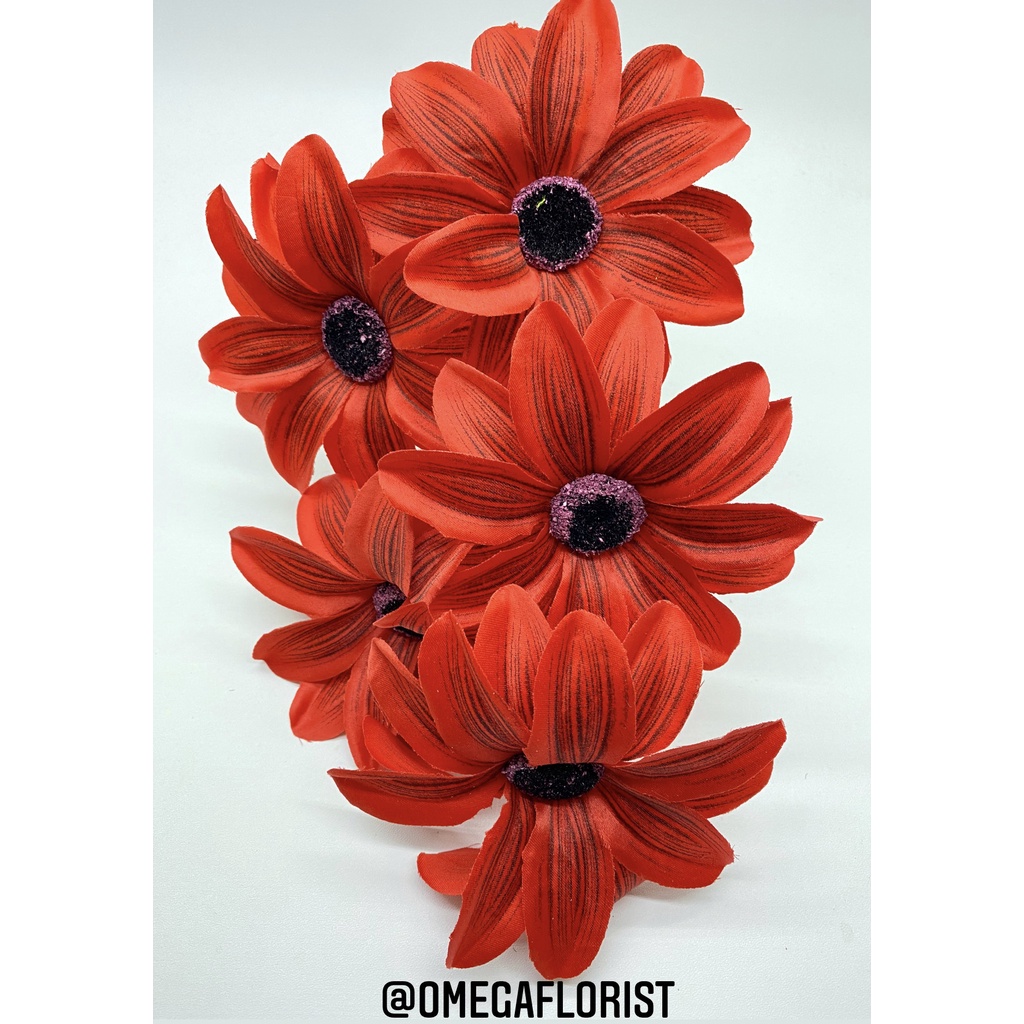 Dahlia Garis Artificial Bunga Artificial/Bunga Plastik/Bunga Dekorasi/Dekorasi Pernikahan/Pernikahan-Merah