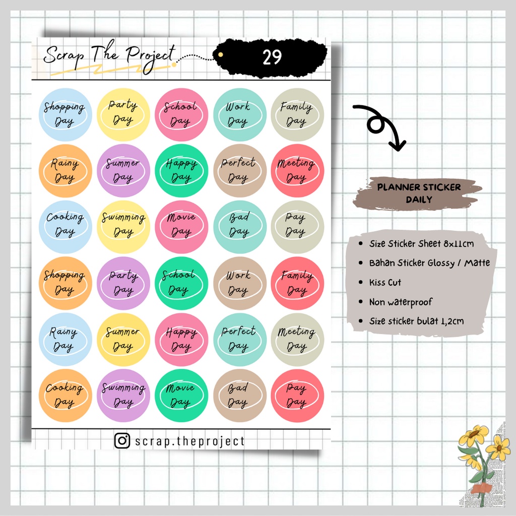 

STICKER PLANNER JOURNAL / DAILY ACTIVITY STICKER / STP - 29