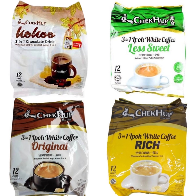 

Chek Hup/chekhup/White/Coffee/Original/Rich/Kokoo Chocolate/Less sweet/Teh Tarik/Malaysia/3in1/kopi/cokelat/minuman