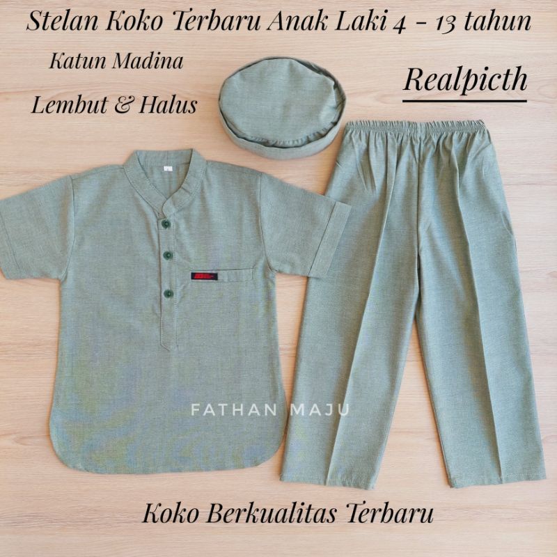 Baju koko anak laki laki Stelan 4-13 tahun Baju muslim anak laki laki Koko anak Baju setelan anak