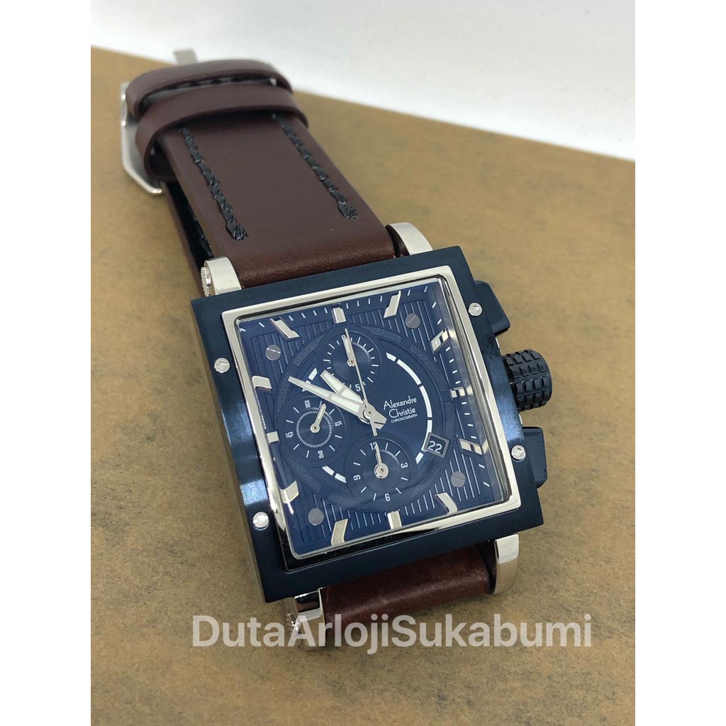 Jam Tangan Pria Alexandre Christie 6182MC Brown Leather Strap