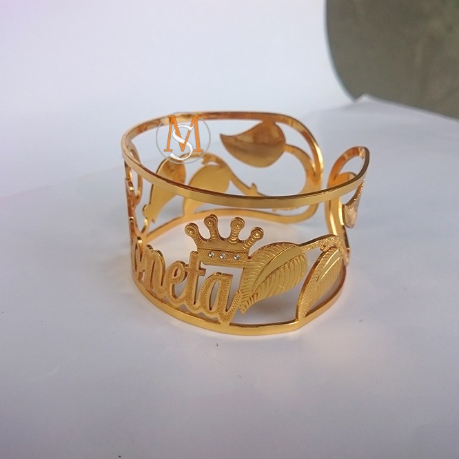 Gelang nama Lapis Emas Jumbo - grafir pasir – Gelang custom Nama- Berkualitas