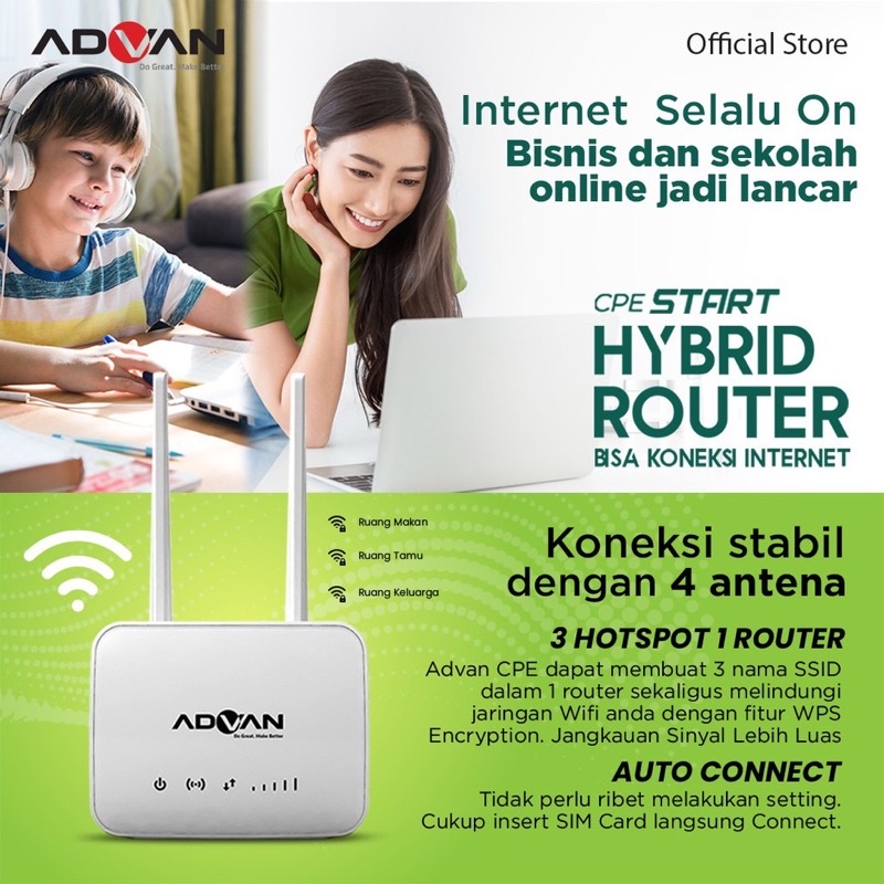 Modem Wifi Advan Router Hybrid CPE Start 4G LTE WLAN Baterai 2000mAh