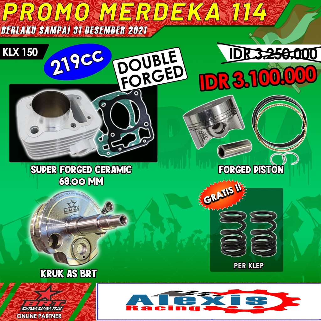 Promo Paket 114 KLX BRT Bore Up Trabas Blok Ceramic Piston 68mm Kruk as KLX 140 150 D-Tracker BF