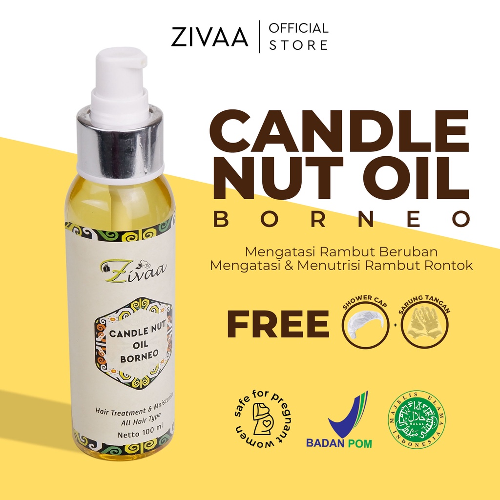 ZIVAA CANDLE NUT OIL BORNEO -  (ORIGINAL ) KAYU ULIN - OBAT UBAN - PENGHILANG UBAN - PENGHITAM RAMBUT