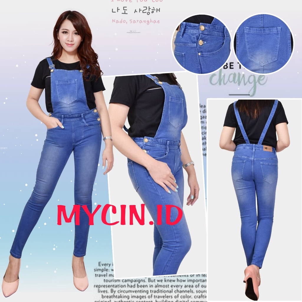 Celana Overall jeans wanita celana kodokan