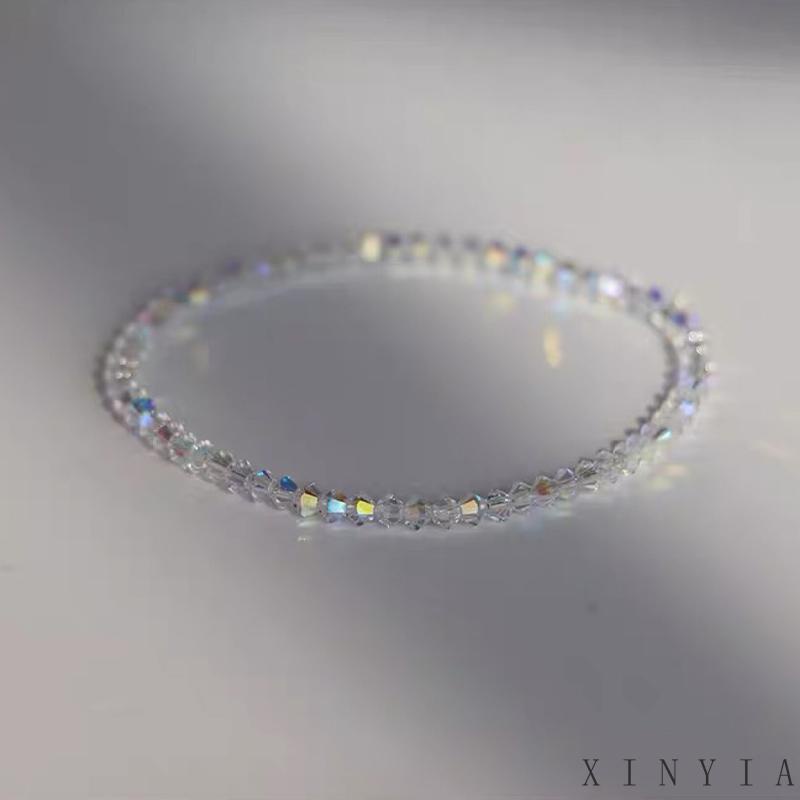 Xia.id Gelang Tangan Wanita Manik Kristal Kaca Imitasi Simple 4mm