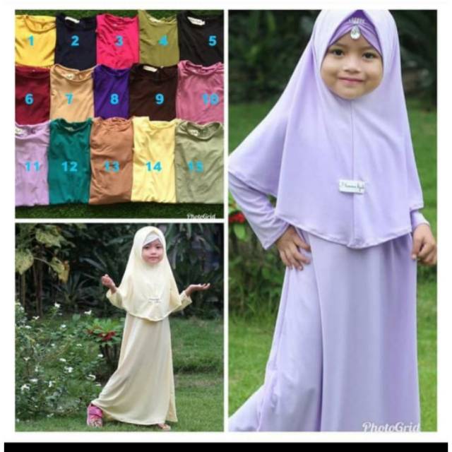 Gamis anak jersey polos fashion murah bagus good quality UKURAN S