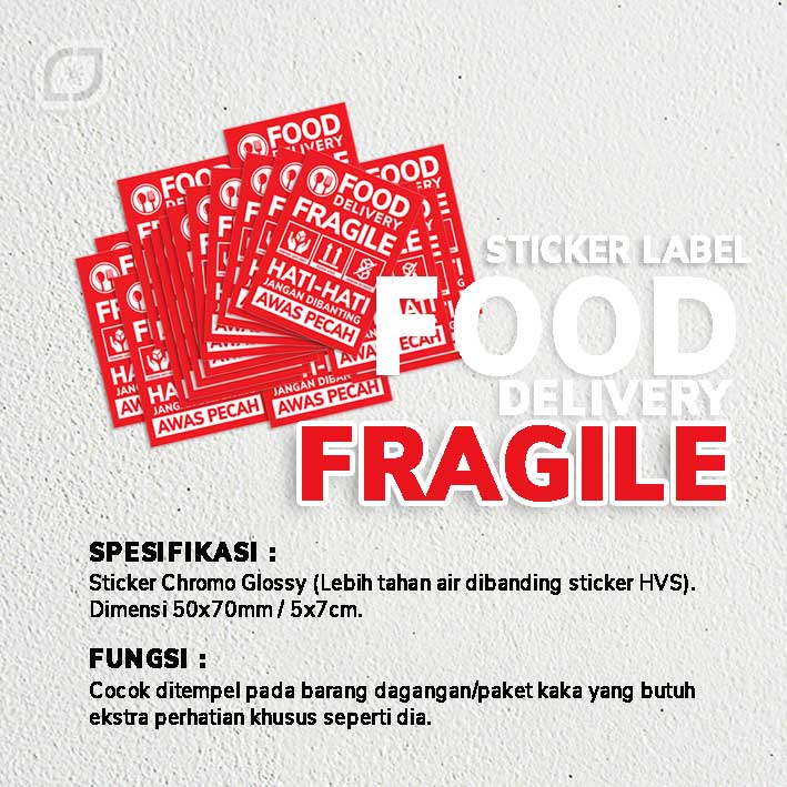 

FRAGILE STICKER LABEL FOOD online shop jangan dibanting / STIKER CROMO awas barang mudah pecah 50x70mm