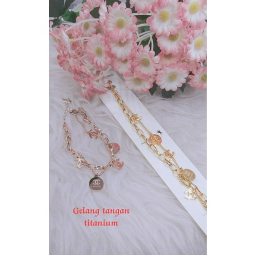 Fourfashion Gelang Tangan Titanium Rantai CHNL Premium Lapis Emas S208