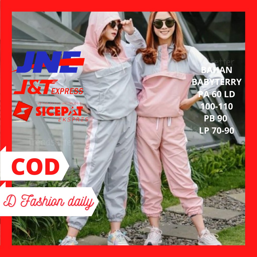 COD Setelan Training Sweater Hoodie Wanita Cewe Jaket Sporty Perempuan Cewe Outfit Jogging COD