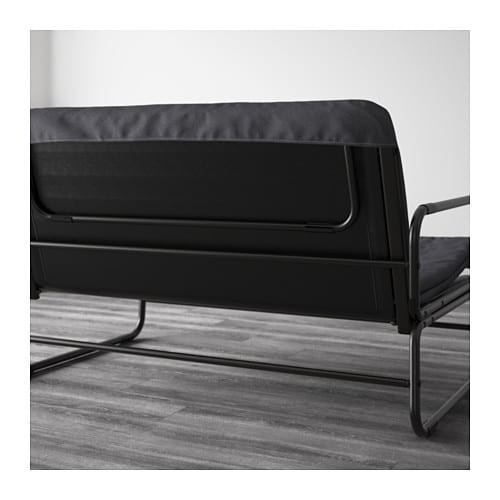 HAMMARN Sofa tempat tidur, Knisa abu-abu tua, hitam