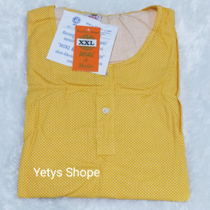 Hoki&Sheila Jumbo LD120 C3/4 Baju Tidur Piyama Fit XXL [Part 1]-Bintik HS Kuning