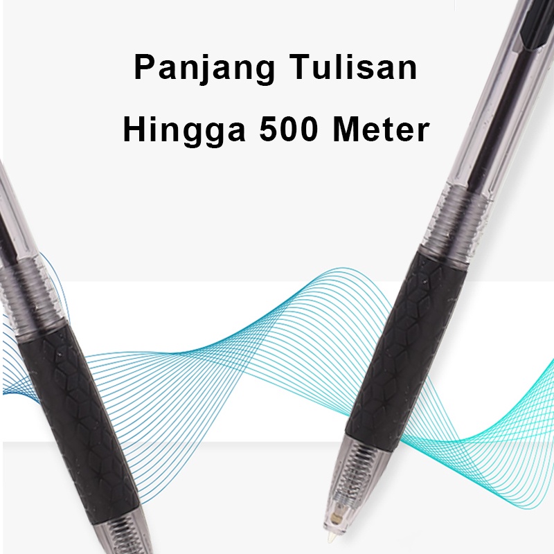 Deli Bolpoin 0.7mm Pulpen Gel Pulpen 1 Pack Dapat Ditarik Hitam 12pcs Pena Ballpoint Pen