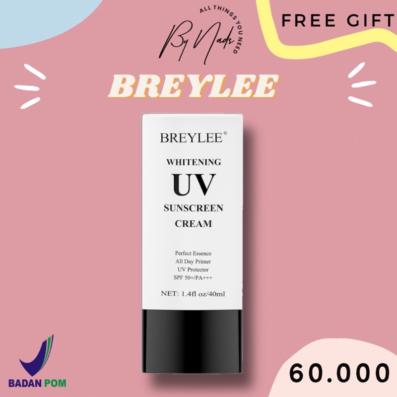 [READY] BREYLEE WHITENING UV SUNSCREEN CREAM- Krim Tabir Surya SPF 50++ Pelindung Wajah dari Sinar Matahari , Anti-Aging (40 ml)