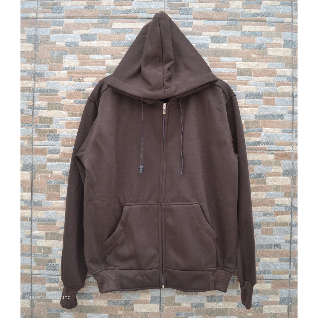 Hoodie Zipper Hoodie Zipper Pria Hoodie Zipper Wanita Hoodie Zipper Cokelat Polos Unisex