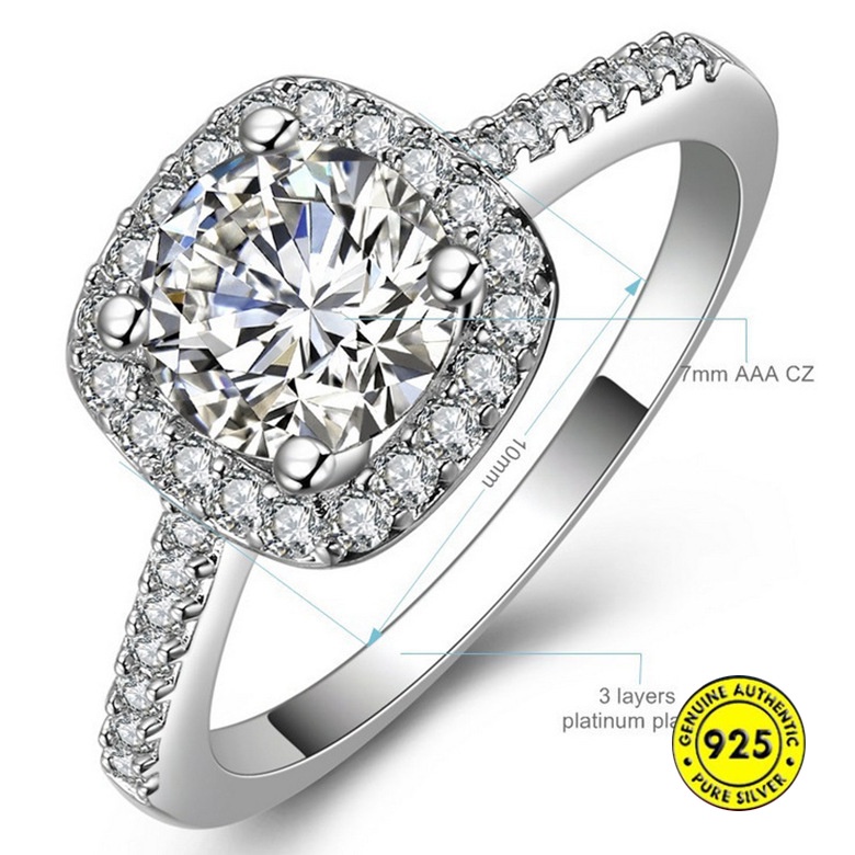 Cincin Zircon Bahan S925 Silver Gaya Eropa Dan Amerika Untuk Wanita