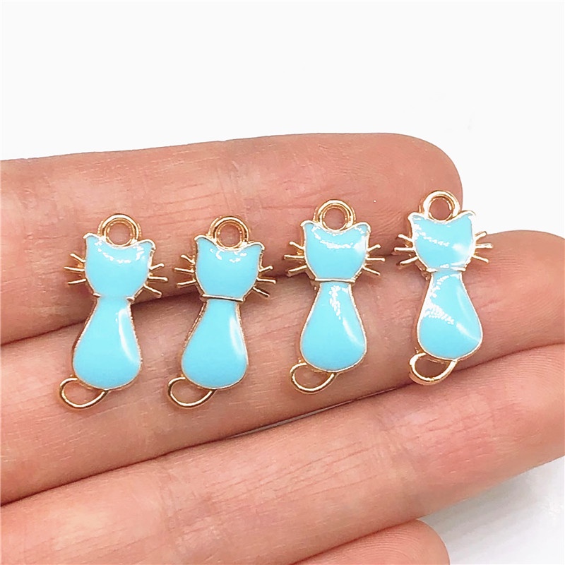 4 Pcs Liontin Kalunggelanganting Model Kucing Bahan Alloy Untuk Wanita Charms