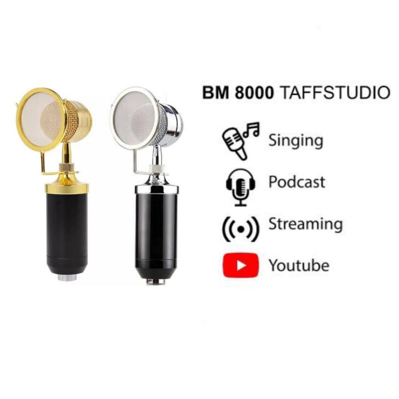 PAKET MIC BM8000 BM 8000 CONDENSER MICROPHONE WITH STAND FREE HEADSET