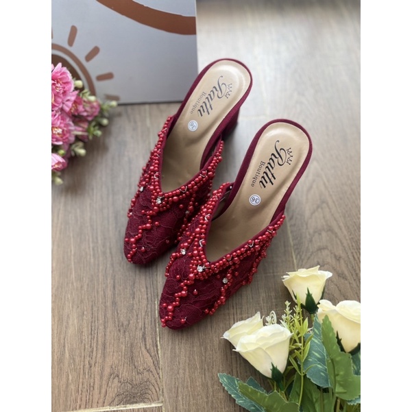 Termurah!!!! Heels 7cm brukat payet mewah Aisyah New series/ wedding shoes / sepatu pengantin / sepatu tunangan / sepatu wisuda