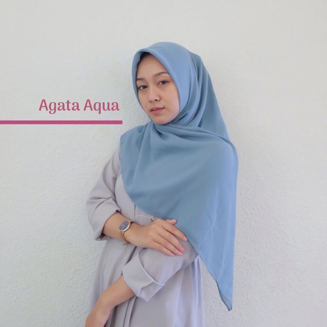 Labynn Agata Aqua Hijab Bahan Voal Segi Empat 120 X 120cm Warna Biru Shopee Indonesia