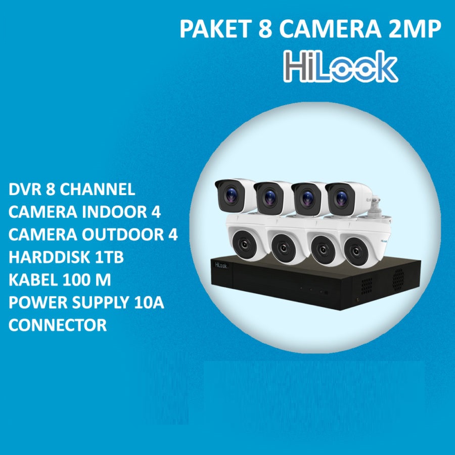 PAKET CCTV HILOOK by HIKVISION 2MP 8 KAMERA HDD 1TB SIAP PASANG