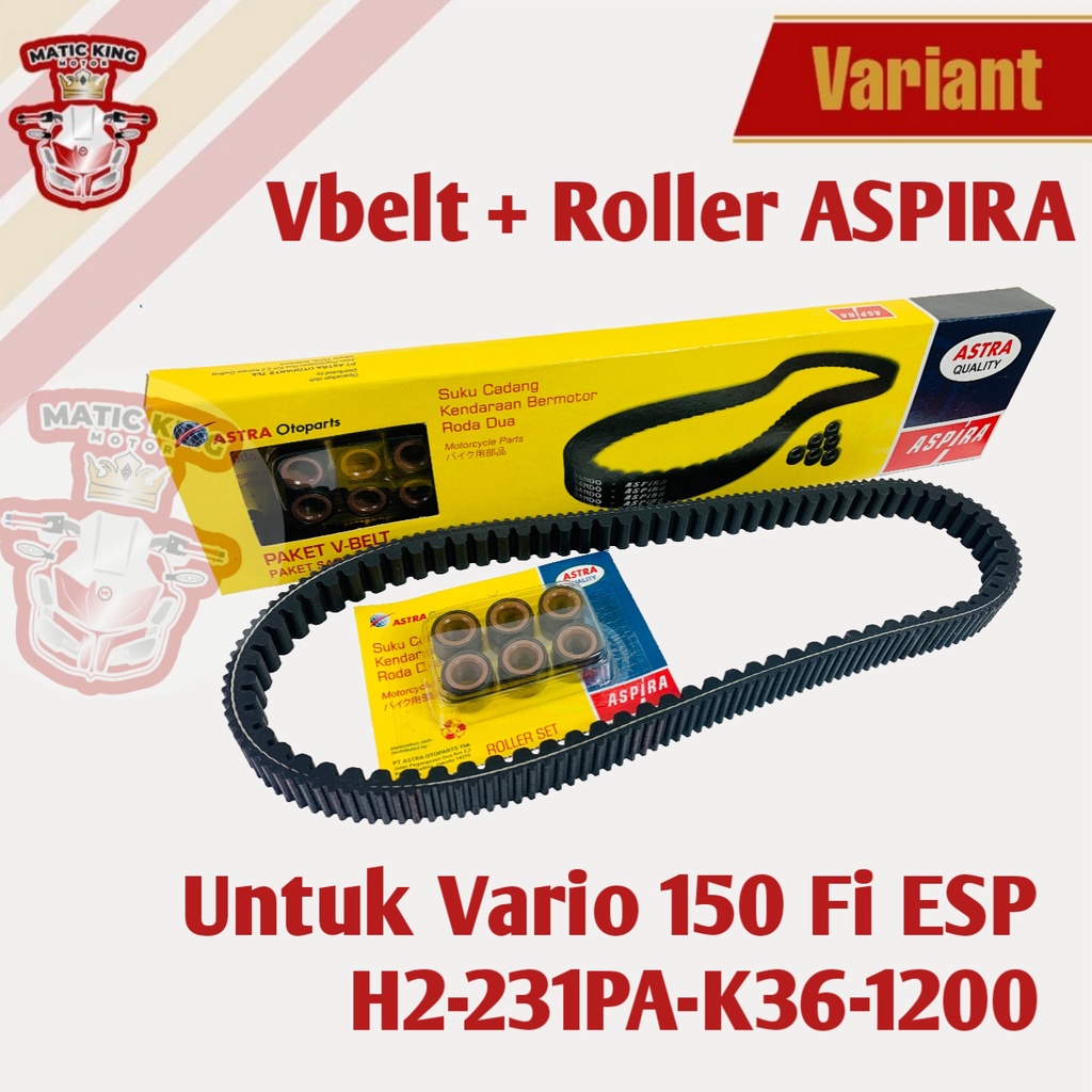 Vanbelt v belt van belt fanbelt kit set assy paket roller Vario 125 150 esp injeksi ASPIRA ASTRA OTOPARTS