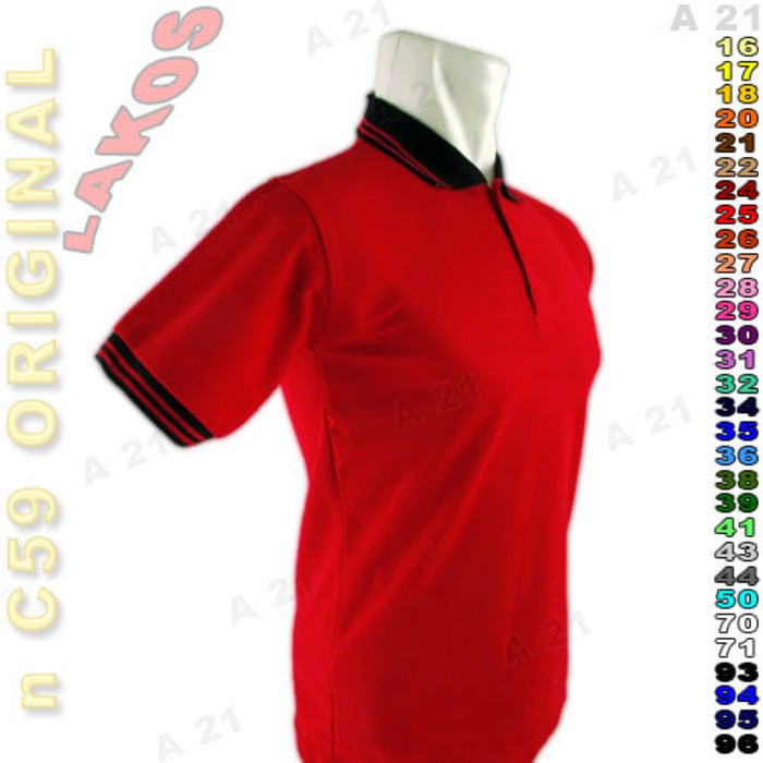 Kaos Polo Shirt K2 25 Merah Cabe n C59 Original Pria Lakos Polos