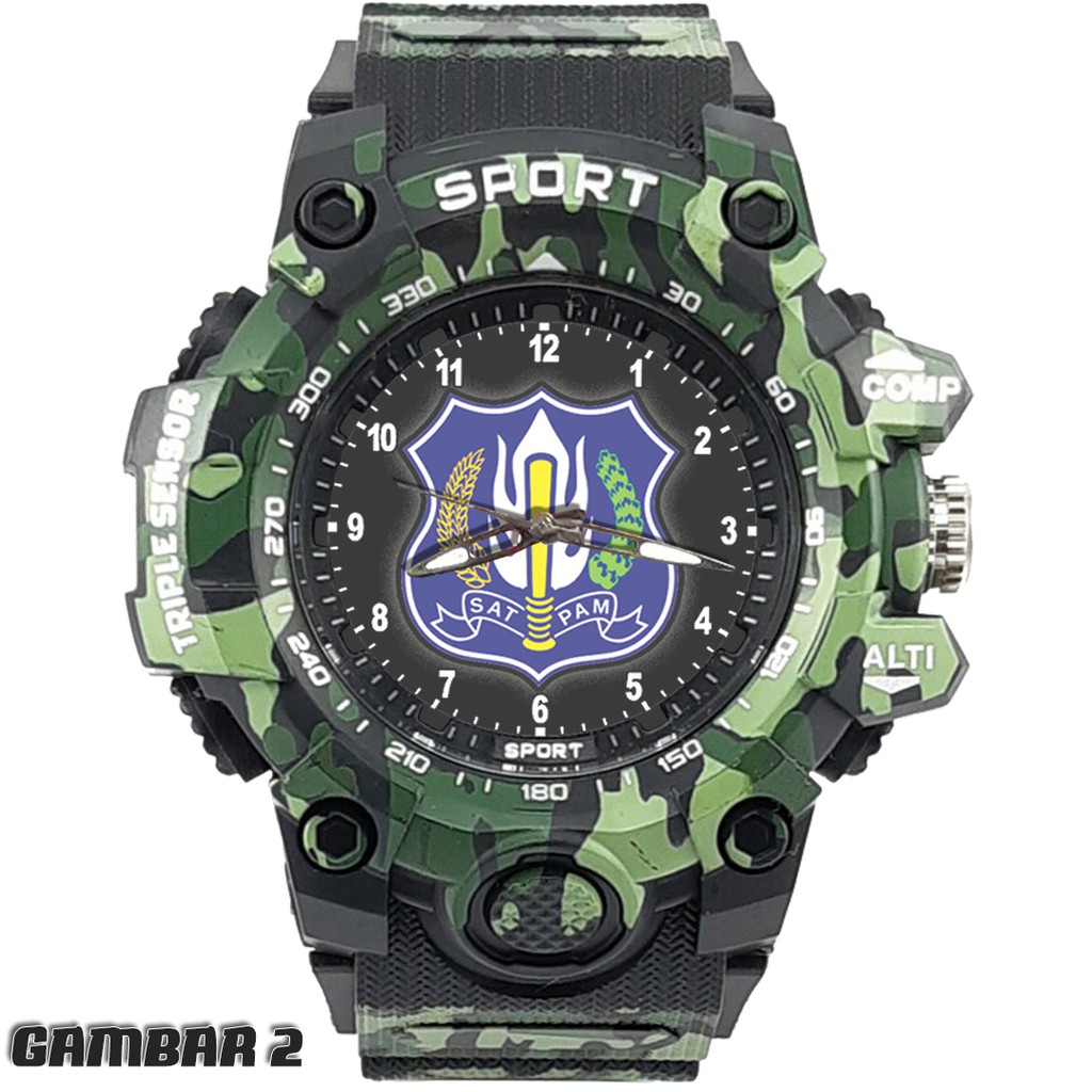 JAM TANGAN LOGO SATPAM STRAP ARMY