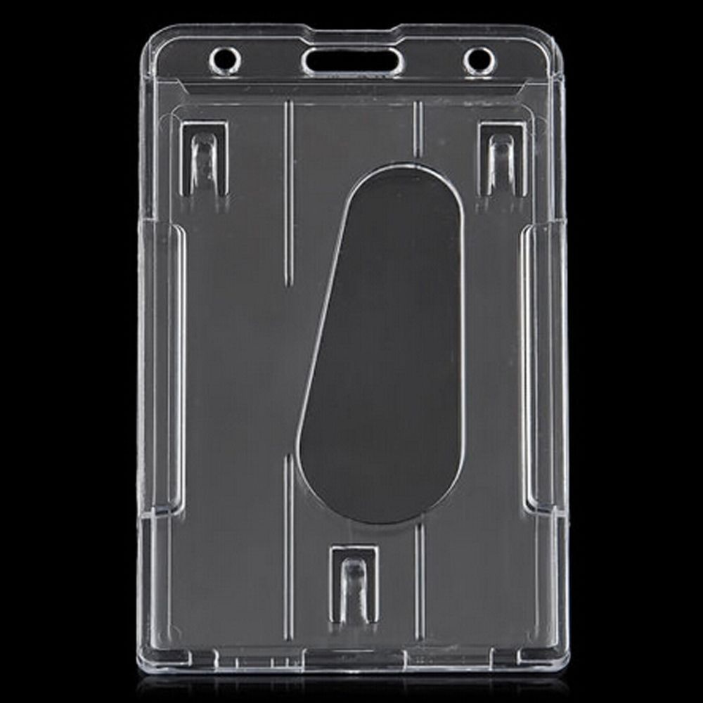 ELEGANT New Double Card ID case 10x6cm Transparent Badge Holder Vertical Hard Plastic Hot Clear