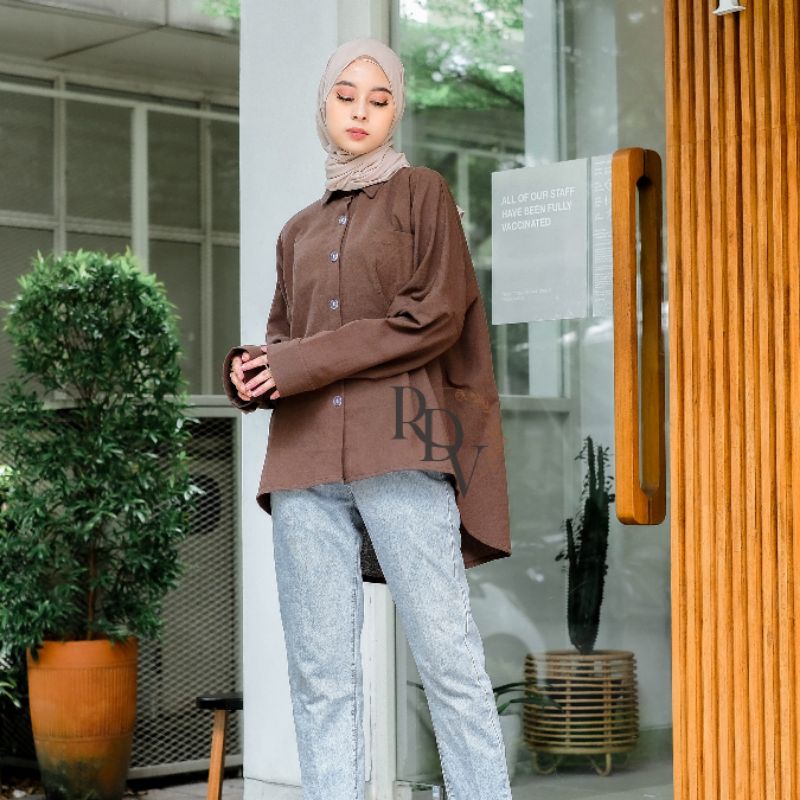 ABBEY SHIRT KEMEJA LINEN OVERSIZE WANITA BASIC DAILY