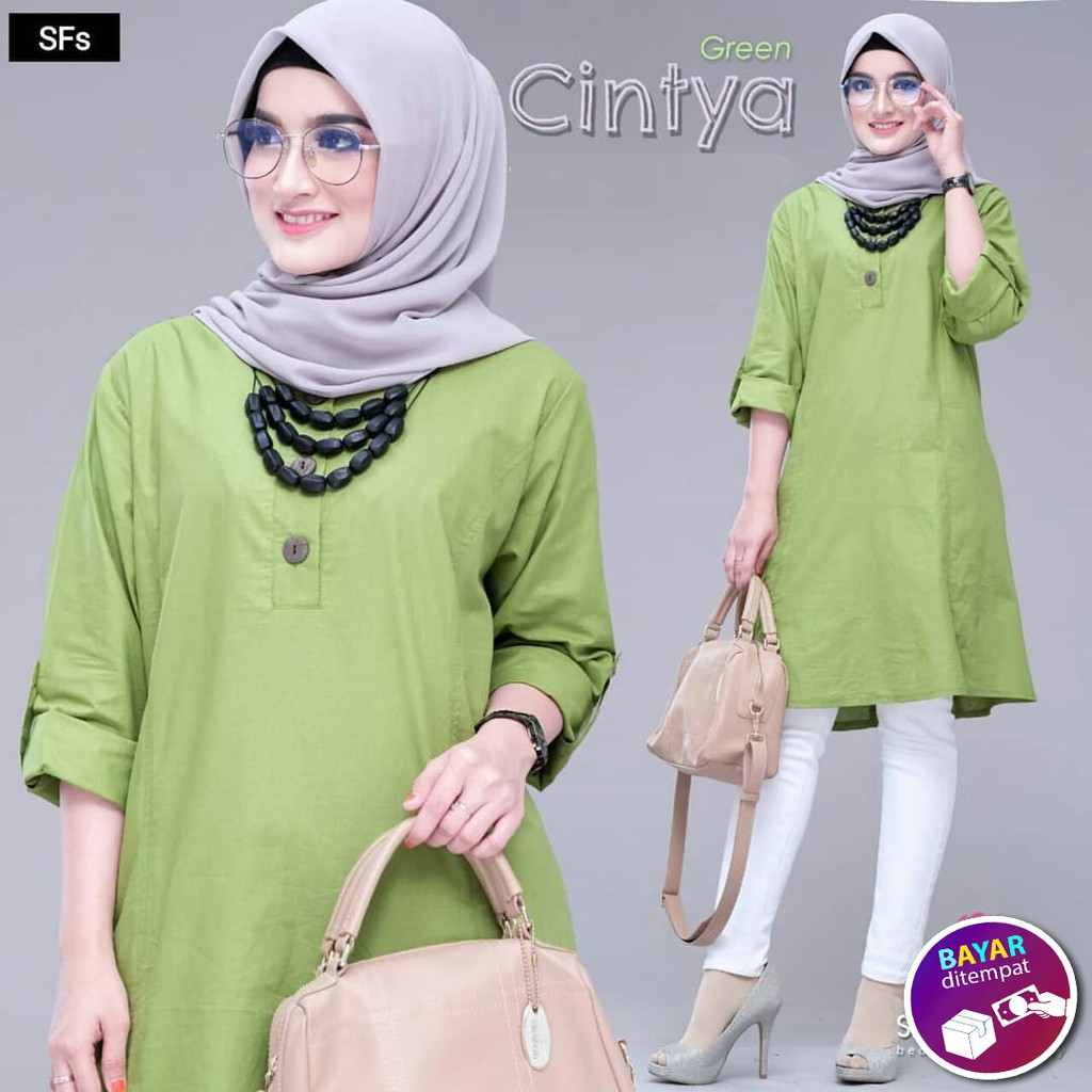 Baju Tunic Muslim Muslimah Cintya Tunik Panjang Atasan Wanita Murah