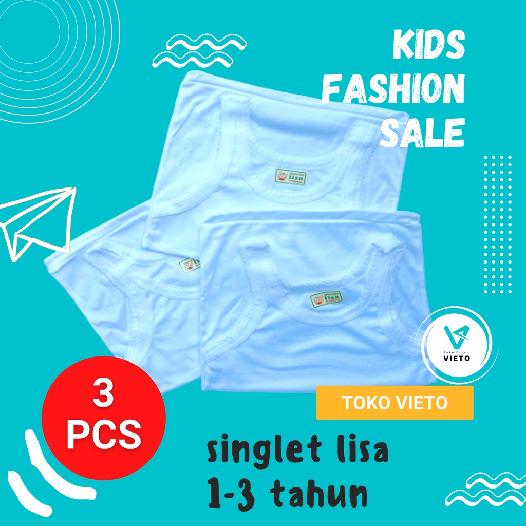 Kaos Dalam Anak Lisa Isi 3 Pcs Bundle Untuk Anak Usia 1-3 Tahun Bundle Singlet Unisex Pakaian Dalam 
