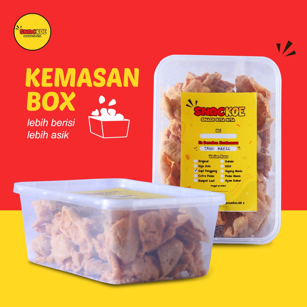 

Tahu Krezz Snackoe Kemasan Box