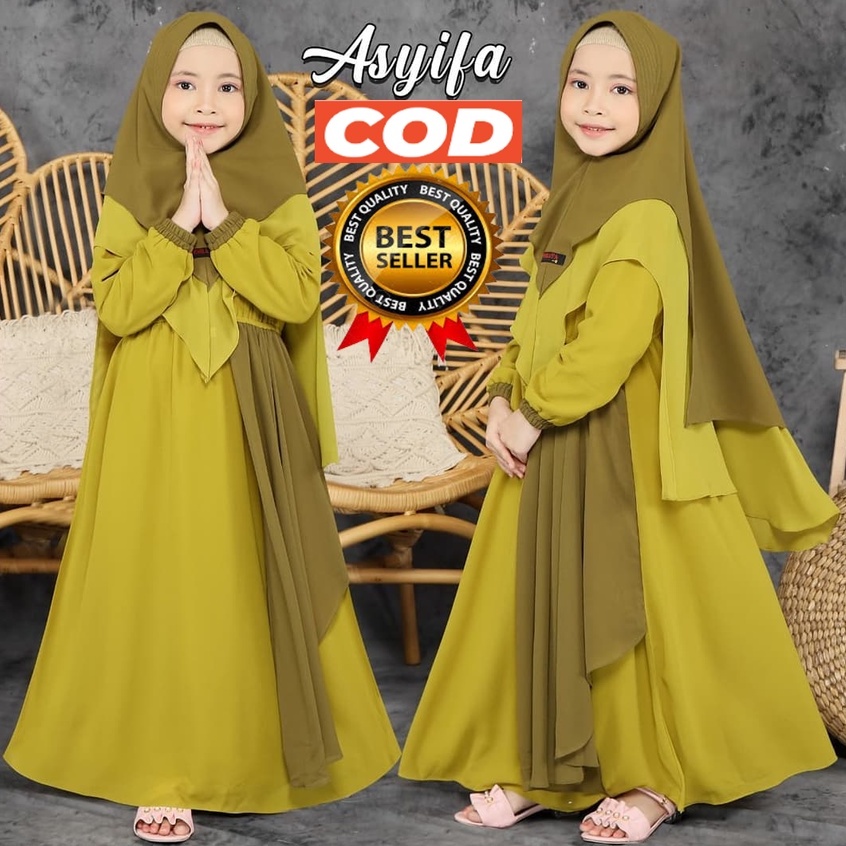 Dress Anak Perempuan Asyifa Kids 9 12 Tahun SD SMP Busana Muslim Elegan Dress Anak Perempuan  Bisa COD Muslim Anak Perempuan Kualitas Premium L9B8 Ready Stock Murah Muslimah Baju Lebaran Lucu Syari Terbaru Kekinian