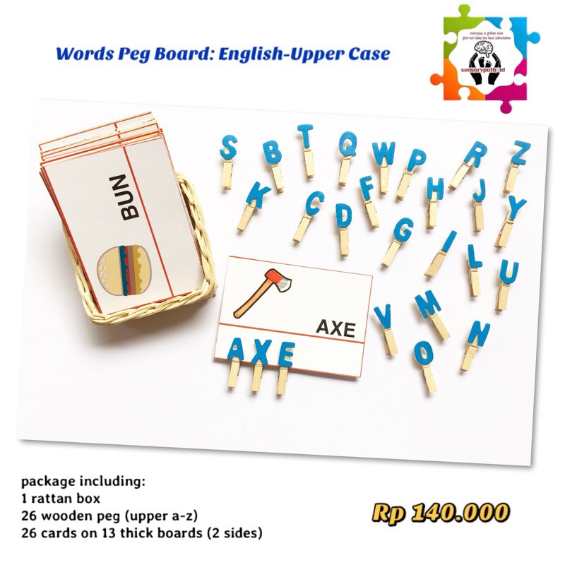 montessori- words peg board: english-upper case